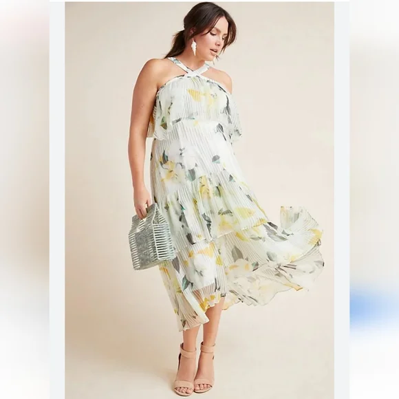 NWOT! Anthropologie Garden Party Floral White Dress - Picture 1 of 14